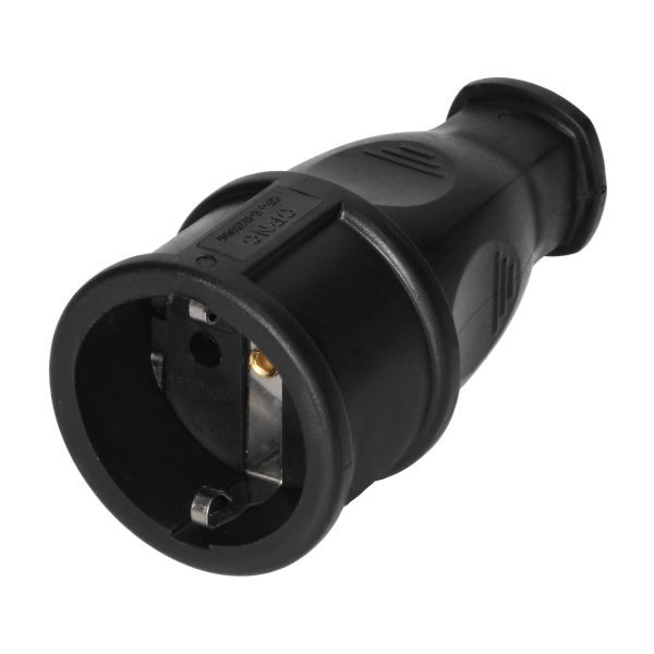 Workshop socket 2P+E (Schuko) with a comfortable grip, black, 12 pcs.