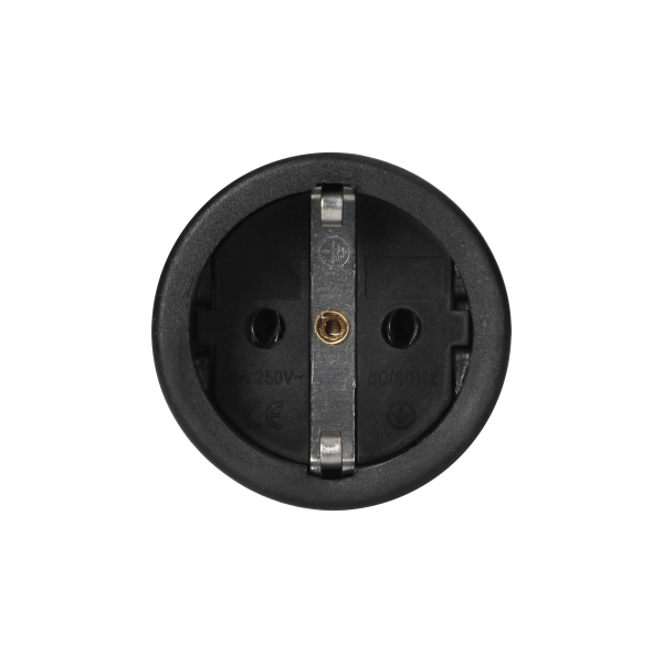 Workshop socket 2P+E (Schuko) with a comfortable grip, black, 12 pcs.