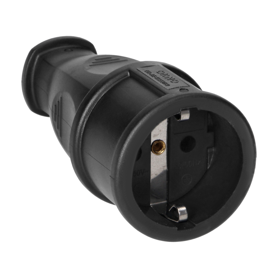 Workshop socket 2P+E (Schuko) with a comfortable grip, black, 12 pcs.