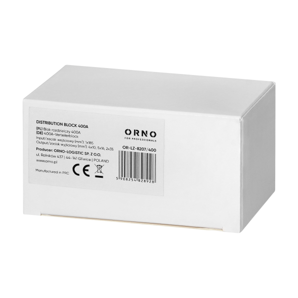 Power distribution block 400A, input terminal 1x185mm², output terminals 4x10, 5x16mm² and 2x35mm² Power distribution block 400A, input terminal 1x185mm², output terminals 4x10, 5x16mm² and 2x35mm²