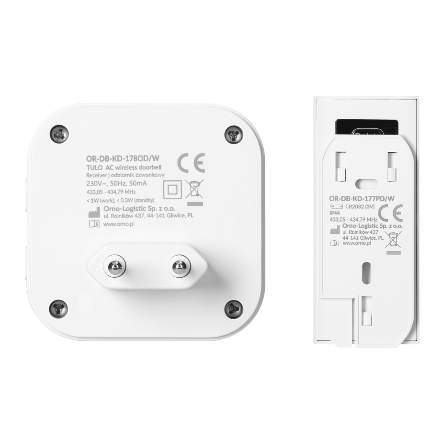 TULO AC, wireless mains-powered doorbell, learning system, 36 sounds, 150m, white