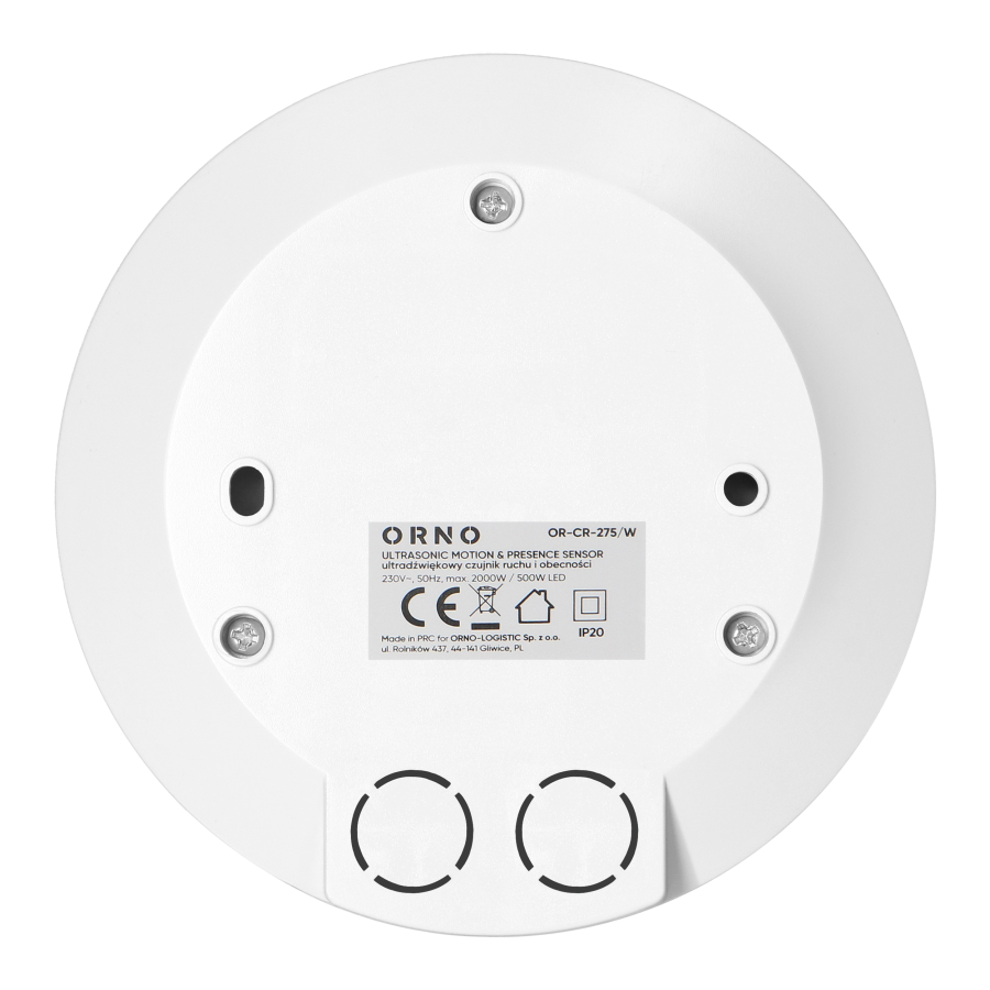 Ultrasonic motion and presence sensor, 360st. IP20, 2000W, ultra flat 2.5cm