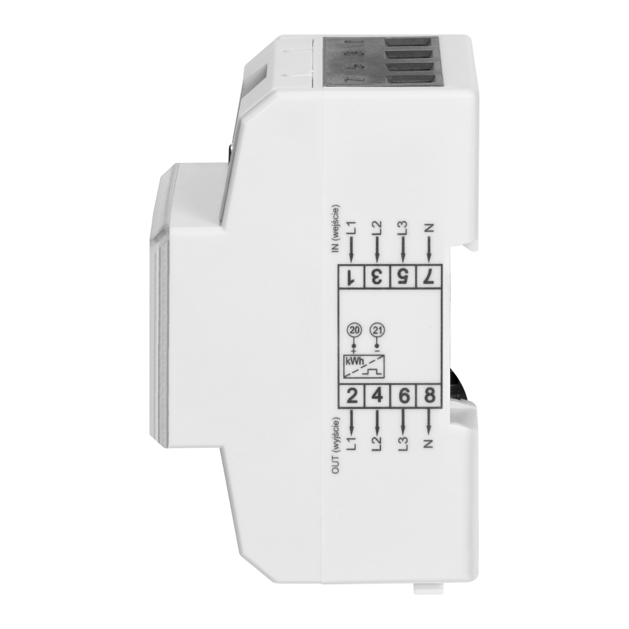 3-phase energy meter with MID, 80A, 4,3 modules, DIN TH-35mm