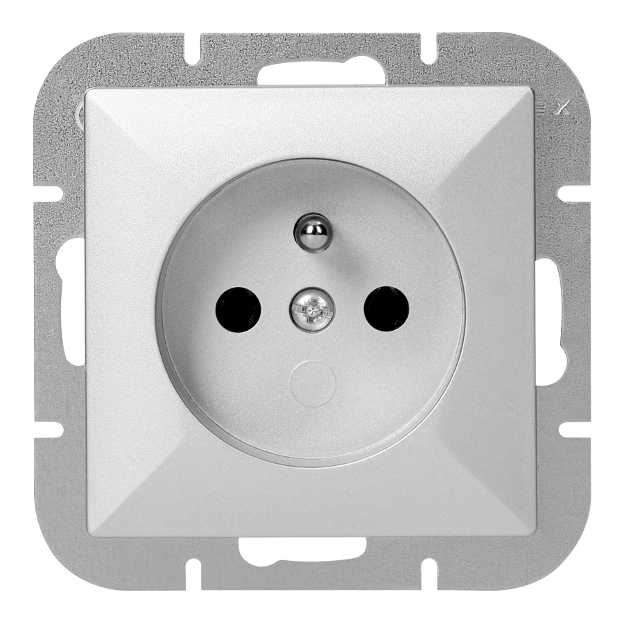 Gniazdo pojedyncze p/t 2P+Z Pearl, 16A, 250V, PT-16P, srebrny