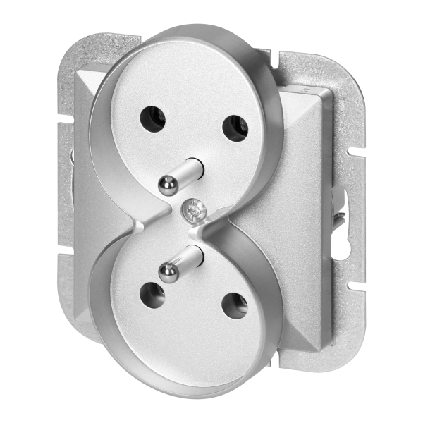Gniazdo podwójne p/t 2x2P+Z Pearl, 16A, 250V, PT-6 P, srebrny