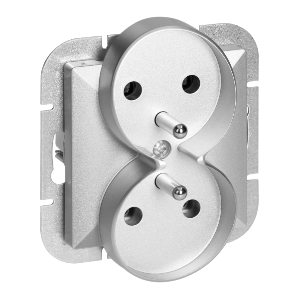 Gniazdo podwójne p/t 2x2P+Z Pearl, 16A, 250V, PT-6 P, srebrny