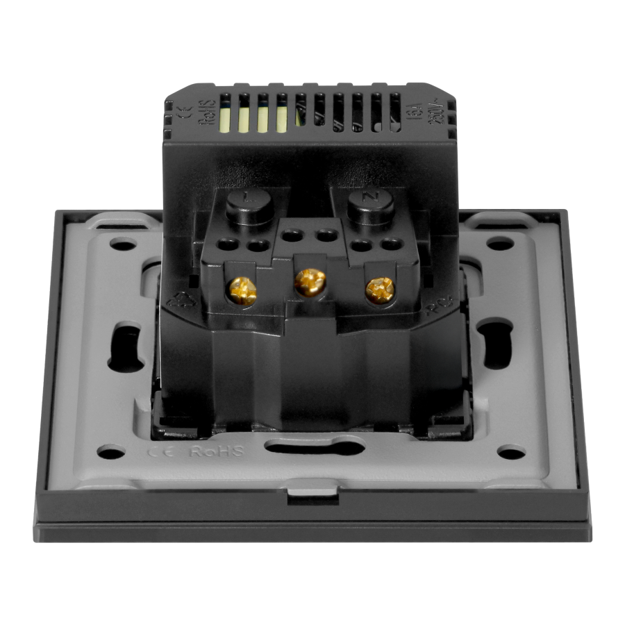 Wall socket 2P+Z with USB-A + USB-C charger, Schuko, 5VDC, 3A, black