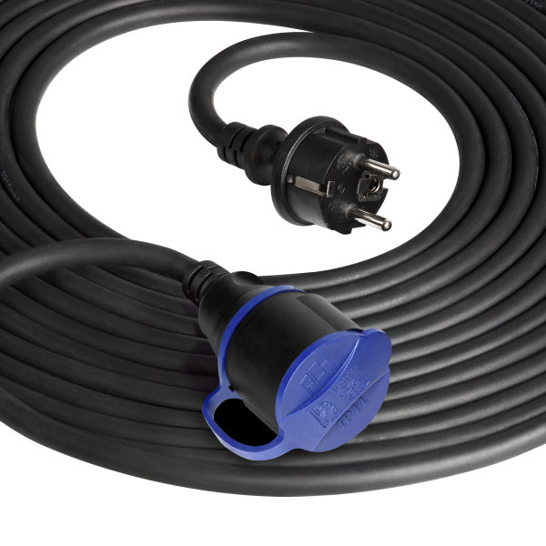 Przedłużacz warsztatowy bryzgoszczelny IP44, 1x2P+Z 30m,kabel gumowy olejoodporny H07RN-F 3x1,5mm², 230VAC/16A, schuko