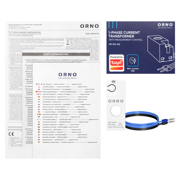Single Phase current transformer with measurement control,max. 250V/63A, Tuya Smart Wi-Fi
