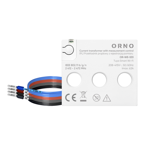 Three Phase current transformer with measurement control,max. 440V/63A, Tuya Smart Wi-Fi