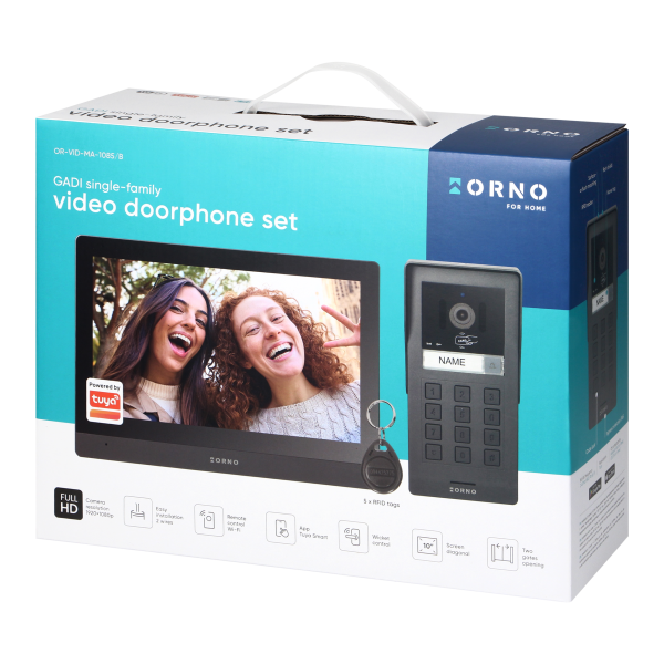 GADI, single-family video doorphone set, 2-wires, 10", Wi-Fi, touch screen, Full HD, RFID reader, code lock