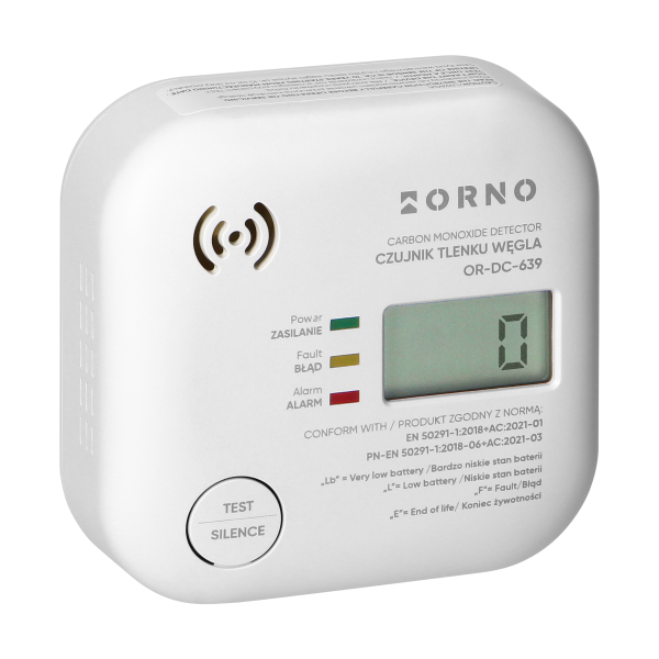 Battery-powered carbon monoxide detector, built-in battery, sensor and battery lifetime 10 years
