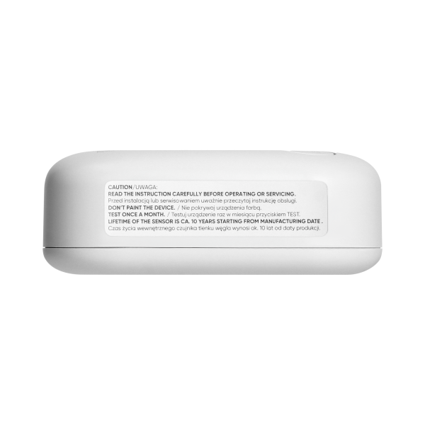 Battery-powered carbon monoxide detector, built-in battery, sensor and battery lifetime 10 years