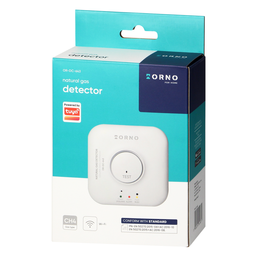 Natural gas detector, 230V AC, sensor lifetime 5 years, Tuya Smart Wi-Fi