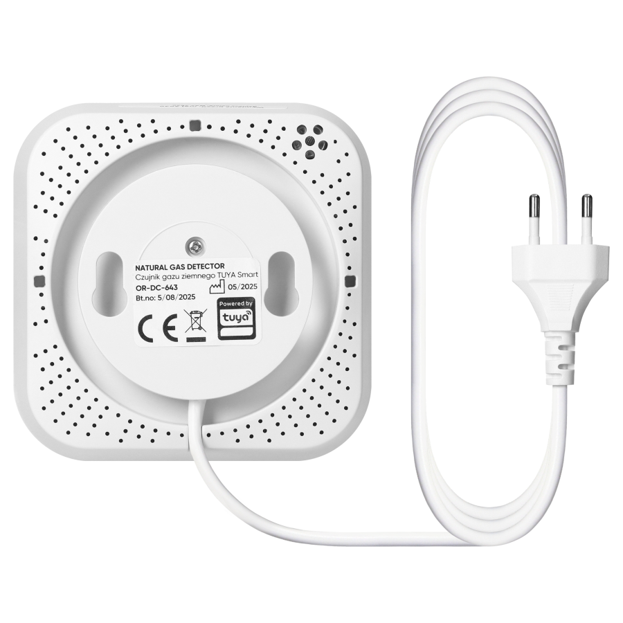 Natural gas detector, 230V AC, sensor lifetime 5 years, Tuya Smart Wi-Fi