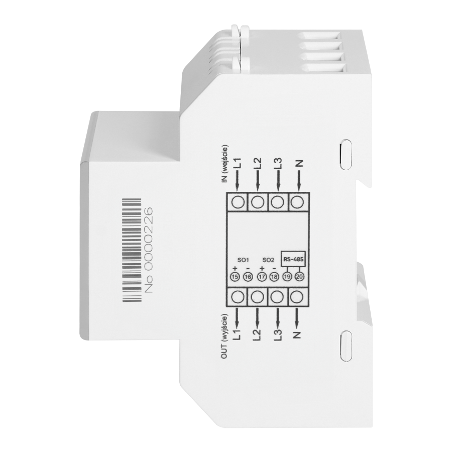 3-phase energy meter, 100A, RS-485 port, MID, 4 modules, multi-tariff, installation rail: DIN TH-35mm, PV-Ready