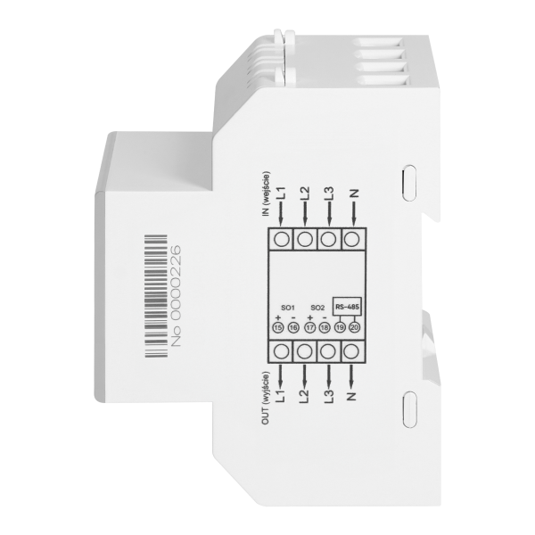 3-phase energy meter, 100A, RS-485 port, MID, 4 modules, multi-tariff, installation rail: DIN TH-35mm, PV-Ready