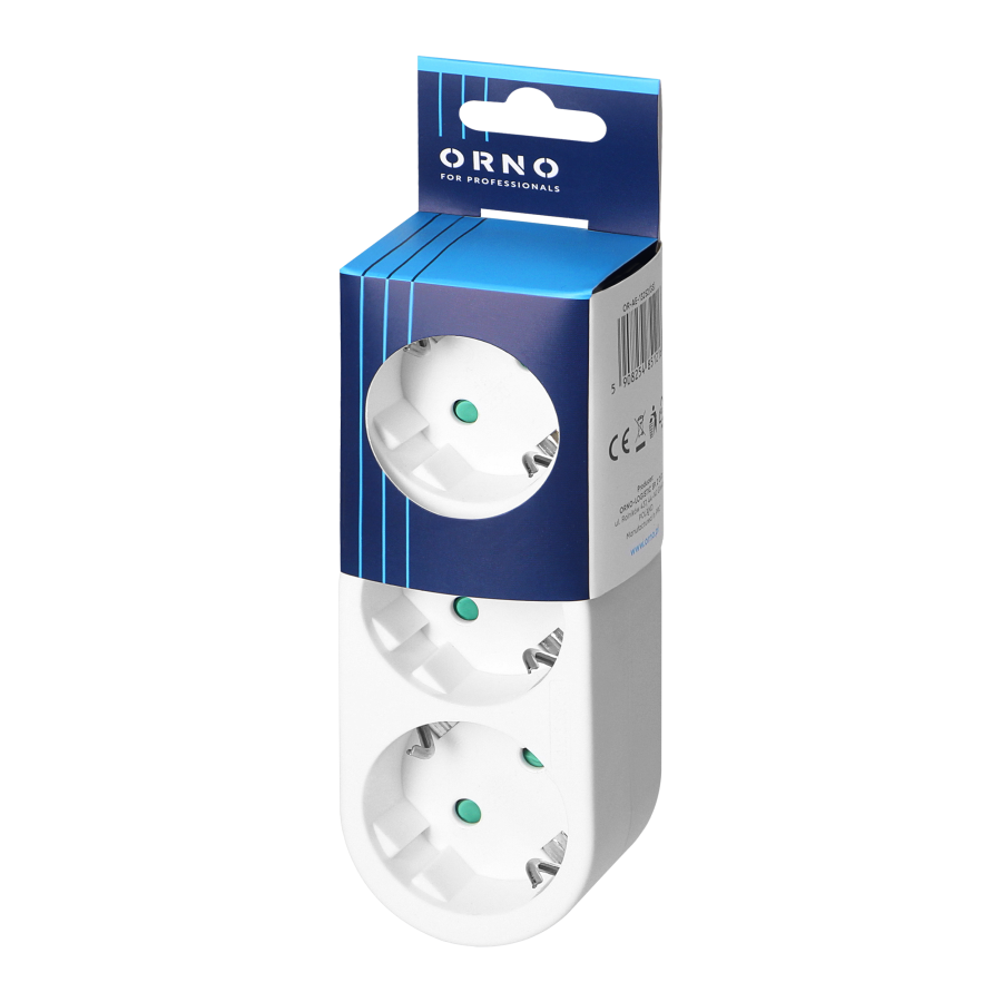 Rounded socket splitter 3x2P+E with plug on top, Schuko, white