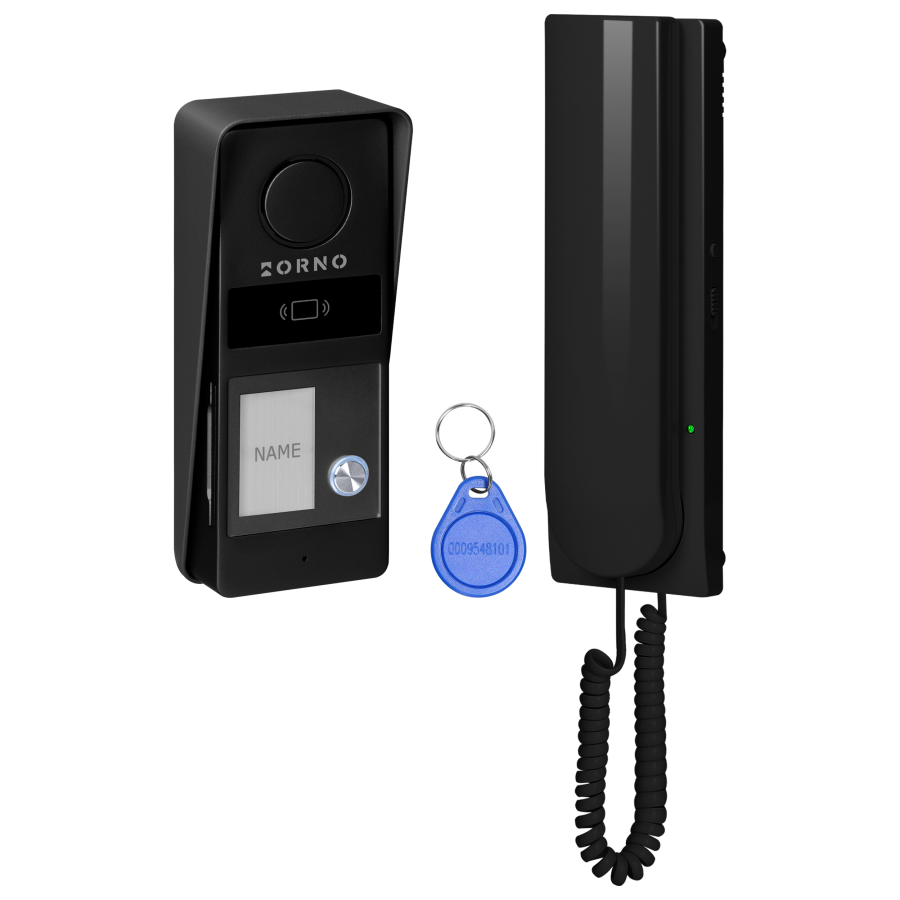 ATIN, single family audio doorphone set, 2-wire, RFID, black