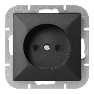 Flush-mounted single socket 2P Pearl, 16A, 250V, PT-15P, black