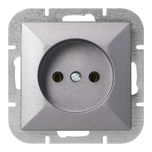 Flush-mounted single socket 2P Pearl, 16A, 250V, PT-15P, anthracite
