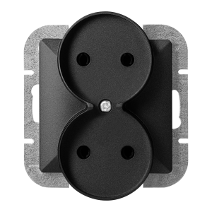 Gniazdo podwójne p/t 2x2P Pearl, 16A, 250V, PT-5PR, czarny