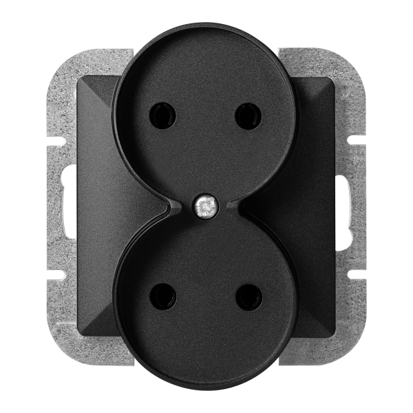 Flush-mounted double socket 2x2P Pearl, 16A, 250V, PT-5PR, black Flush-mounted double socket 2x2P Pearl, 16A, 250V, PT-5PR, black