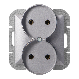 Gniazdo podwójne p/t 2x2P Pearl, 16A, 250V, PT-5PR, antracyt