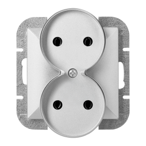 Flush-mounted double socket 2x2P Pearl, 16A, 250V, PT-5PR, silver