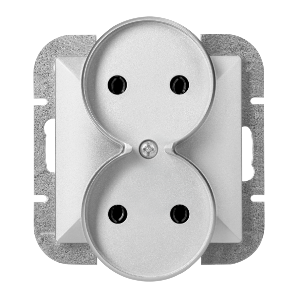Gniazdo podwójne p/t 2x2P Pearl, 16A, 250V, PT-5PR, srebrny Gniazdo podwójne p/t 2x2P Pearl, 16A, 250V, PT-5PR, srebrny