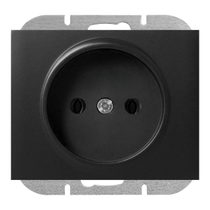 Flush-mounted single socket 2P Onyx, 16A, 250V, PT-15O, black