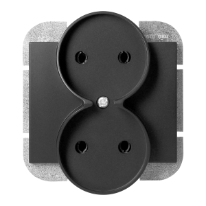 Gniazdo podwójne p/t 2x2P Onyx, 16A, 250V, PT-5OR, czarny