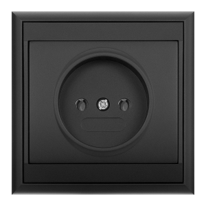 Flush-mounted single socket 2P Luna, 16A, 250V, PT-15L, black