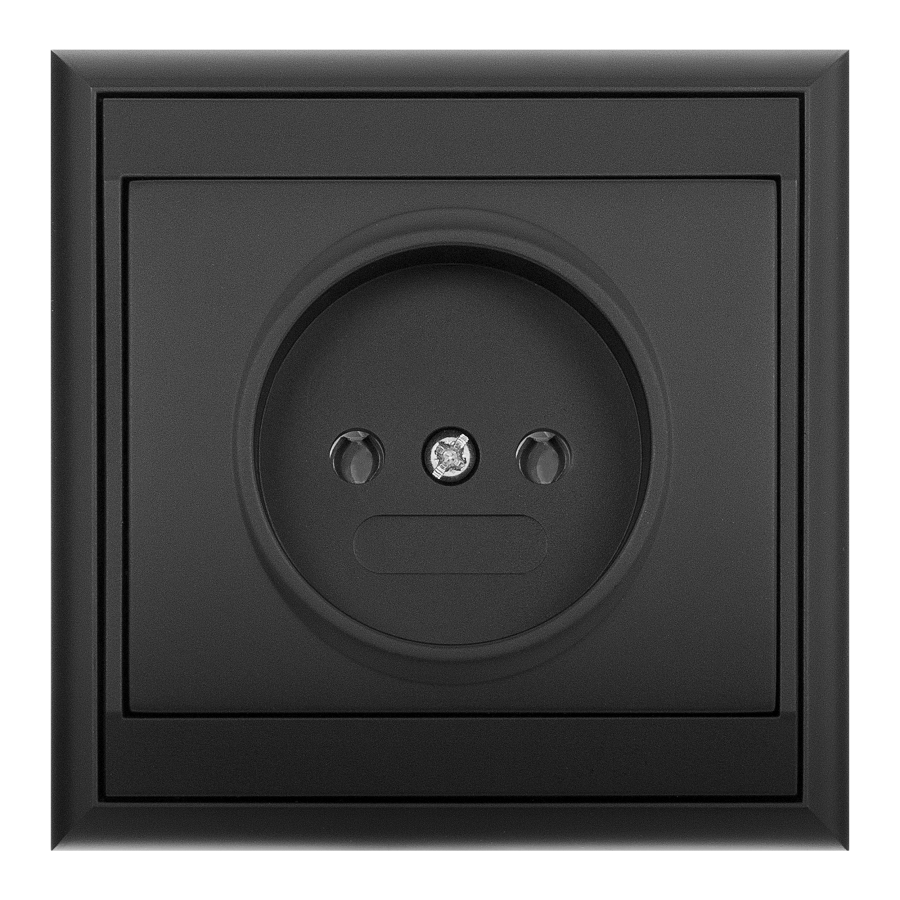 Flush-mounted single socket 2P Luna, 16A, 250V, PT-15L, black