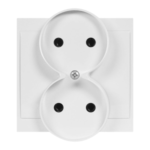 Flush-mounted double socket 2x2P Luna, 16A, 250V, PT-5LR, white