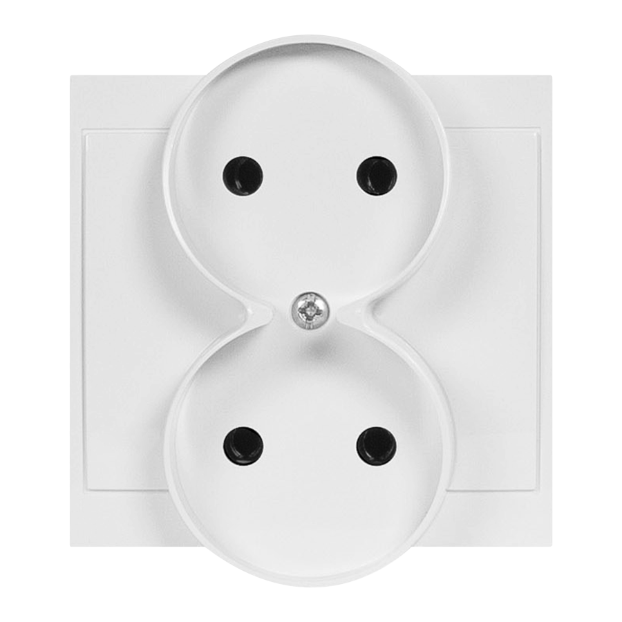 Flush-mounted double socket 2x2P Luna, 16A, 250V, PT-5LR, white
