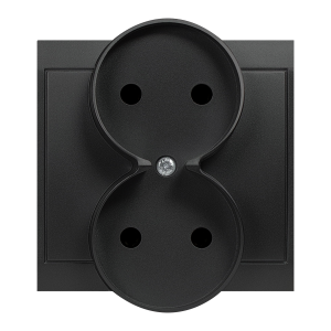 Flush-mounted double socket 2x2P Luna, 16A, 250V, PT-5LR, black