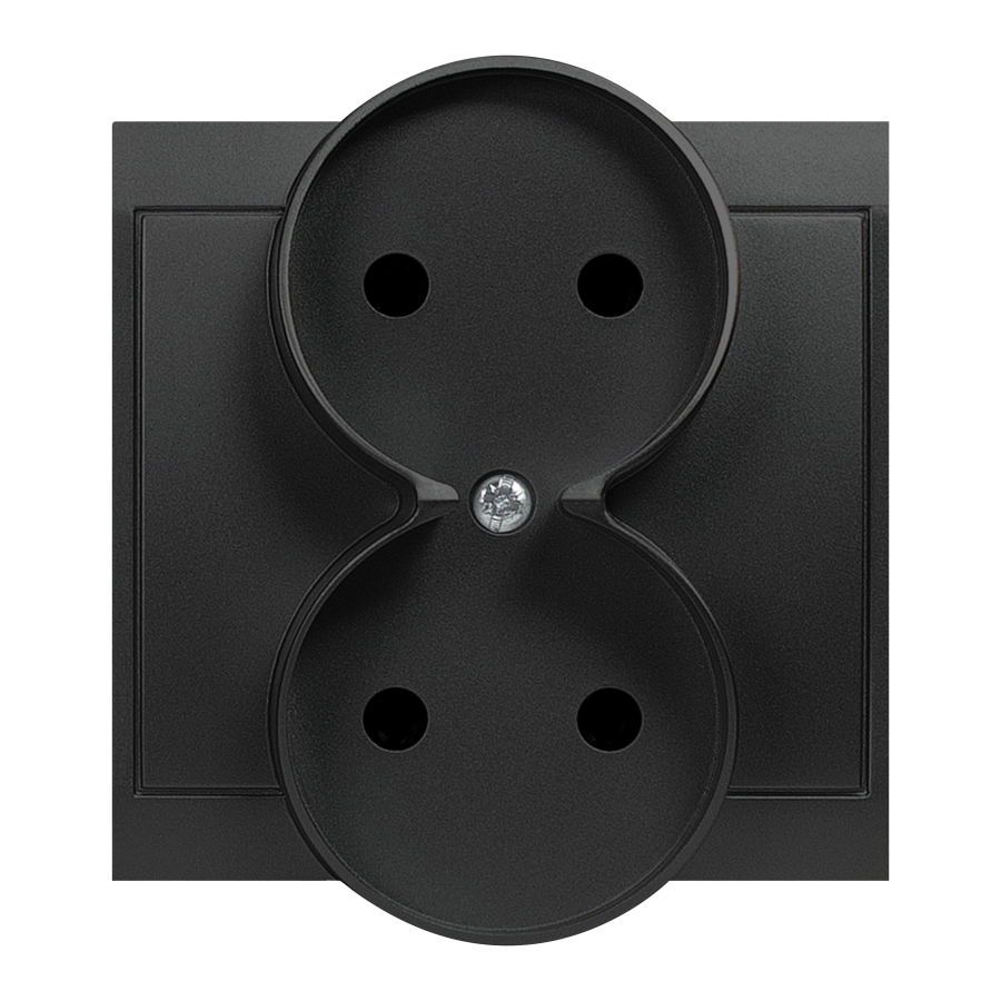 Flush-mounted double socket 2x2P Luna, 16A, 250V, PT-5LR, black
