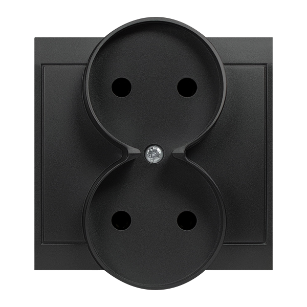 Flush-mounted double socket 2x2P Luna, 16A, 250V, PT-5LR, black Flush-mounted double socket 2x2P Luna, 16A, 250V, PT-5LR, black