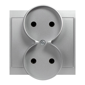 Flush-mounted double socket 2x2P Luna, 16A, 250V, PT-5LR, silver