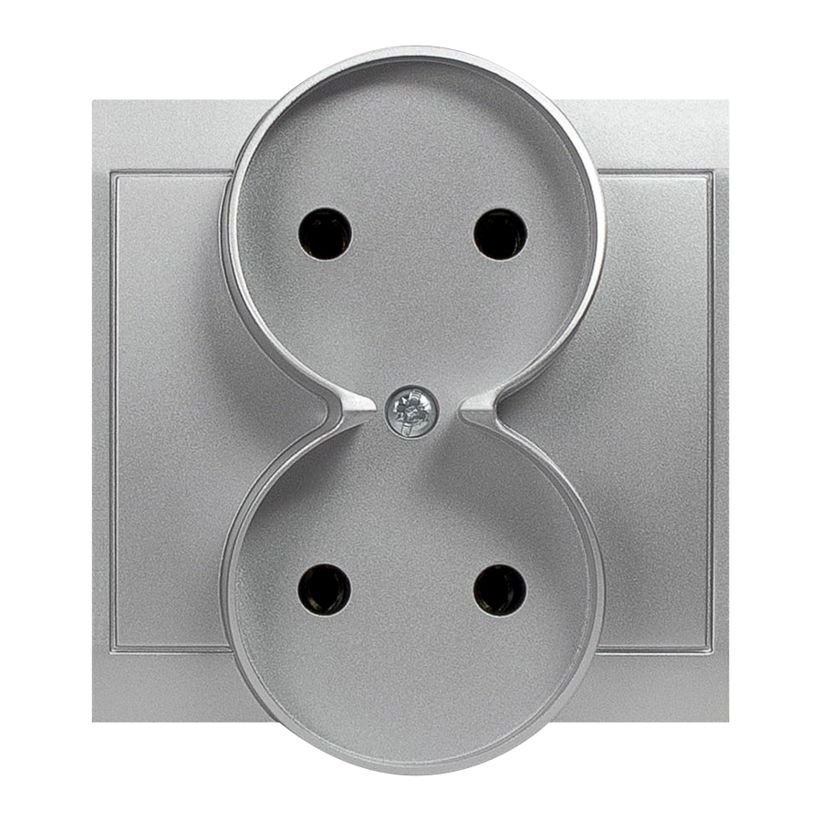 Flush-mounted double socket 2x2P Luna, 16A, 250V, PT-5LR, silver