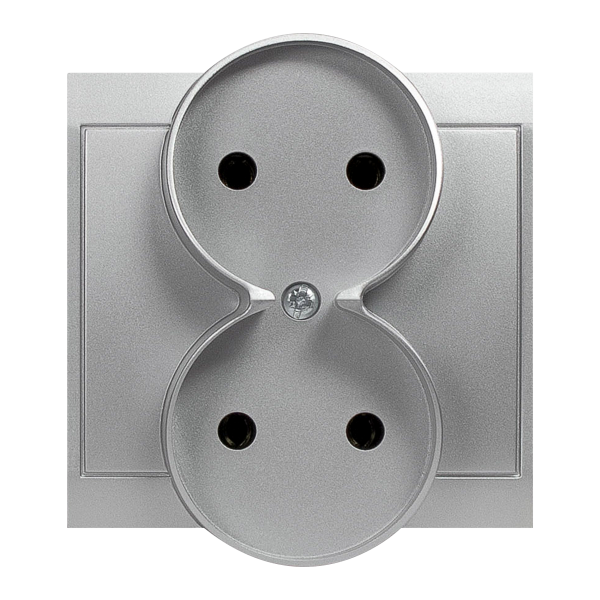 Flush-mounted double socket 2x2P Luna, 16A, 250V, PT-5LR, silver Flush-mounted double socket 2x2P Luna, 16A, 250V, PT-5LR, silver