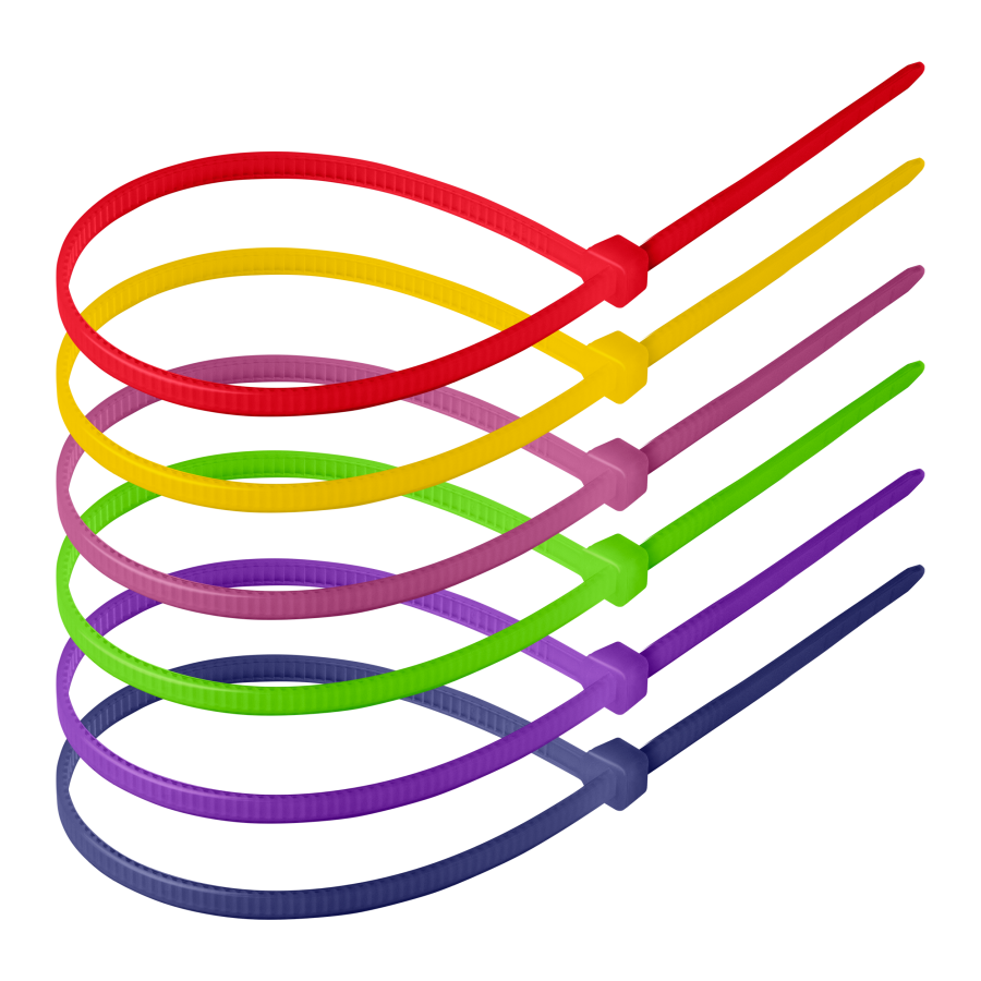Cable ties, neon set, 4.8x300mm, 120 pcs, colors included: red, yellow, pink, green, purple,blue