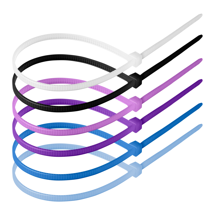 Zestaw opasek kablowych 4.8x300mm, pastelowe, 120 sztuk, W zestawie kolor biały, czarny, różowy, fioletowy, niebieski, błękitny