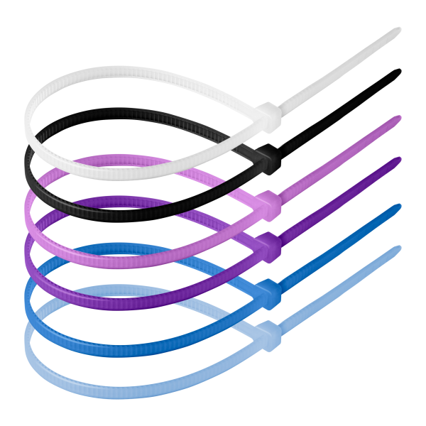 Zestaw opasek kablowych 4.8x300mm, pastelowe, 120 sztuk, W zestawie kolor biały, czarny, różowy, fioletowy, niebieski, błękitny Zestaw opasek kablowych 4.8x300mm, pastelowe, 120 sztuk, W zestawie kolor biały, czarny, różowy, fioletowy, niebieski, błękitny