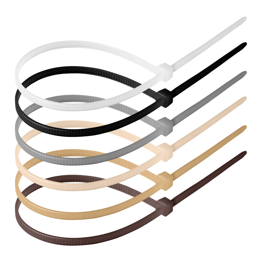 Cable ties, beige set, 4.8x300mm, 120 pcs, colors included: white, black, grey, cream, beige, brown