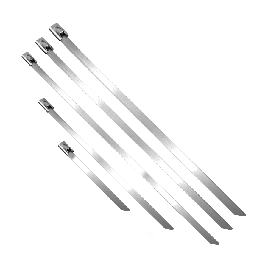 Zestaw opasek kablowych ze stali nierdzewnej, 100 sztuk, W zestawie: 4,6x100mm -20szt , 4,6x200mm -20szt, 4,6x300mm -20szt, 7,9x300mm -20szt, 10x300mm -20szt
