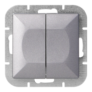 Flush-mounted two-button switch with illumination Pearl, 10A, 250V, WP-2P/S, anthracite