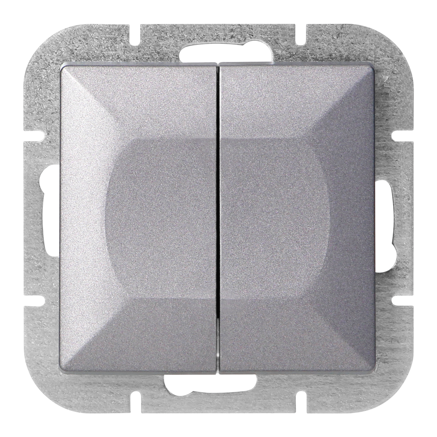 Flush-mounted two-button switch with illumination Pearl, 10A, 250V, WP-2P/S, anthracite