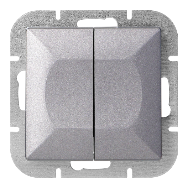 Flush-mounted two-button switch with illumination Pearl, 10A, 250V, WP-2P/S, anthracite Flush-mounted two-button switch with illumination Pearl, 10A, 250V, WP-2P/S, anthracite